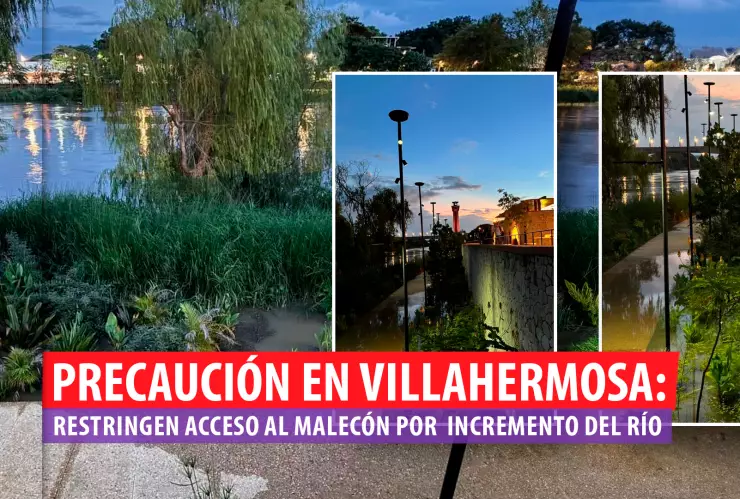 Precaución en Villahermosa: Restringen acceso al malecón ante el incremento del río