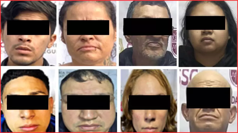 En total, fueron detenidas ocho personas: cinco hombres de 63, 51, 37, 25 y 18 años, y tres mujeres de 37, 34 y 32 años.