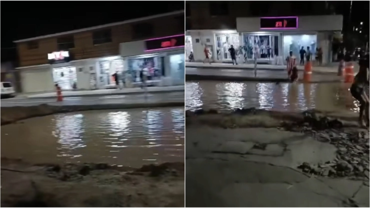 VIDEO_ Captan a un joven nadando en una fuga de agua gigante