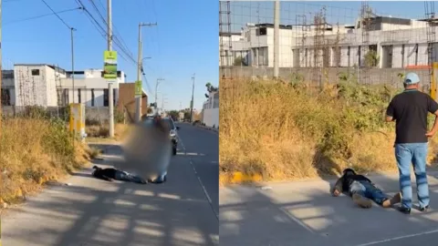 Accidente dejó a hombre tendido sobre el pavimento en calles de Cuautlancingo hoy; así quedó