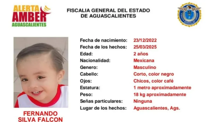Alerta AMBER Aguascalientes: Desaparece Fernando Silva Falcón de 2 años; esto se sabe