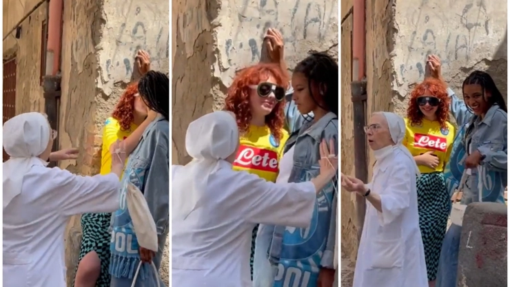 Monja separa a mujeres que se daban un beso en Italia.