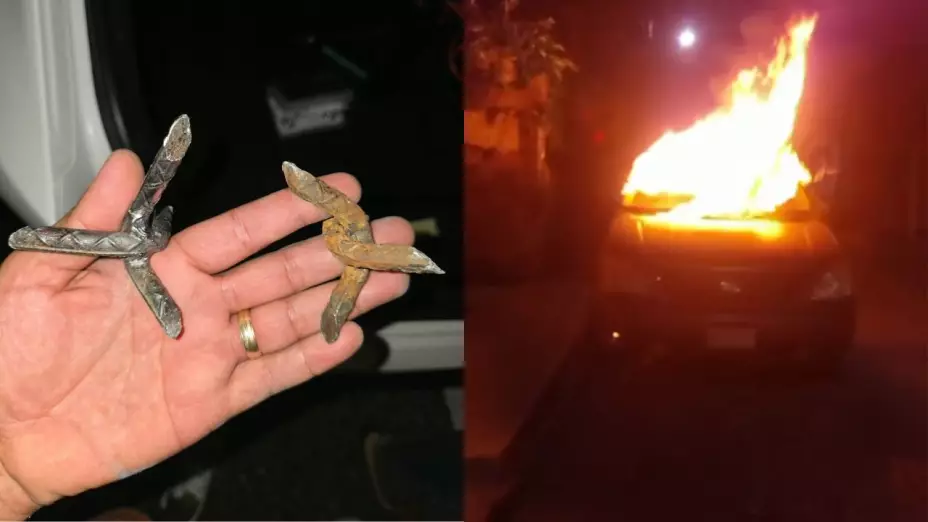 Queman vehículos y lanzan ponchallantas en Tabasco tras traslado de reos