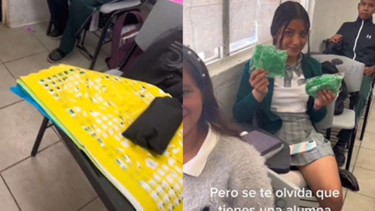 Piden papel picado y alumna se quivoca.