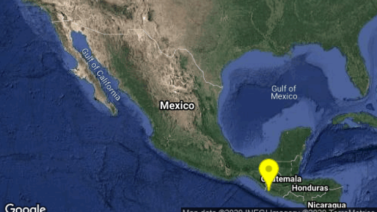 Se registró un sismo magnitud de 5.5 grados al suroeste del municipio de Pijijiapan, Chiapas