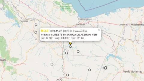 Sismo 22 de noviembre de 2024 en Sayula de Alemán, Veracruz