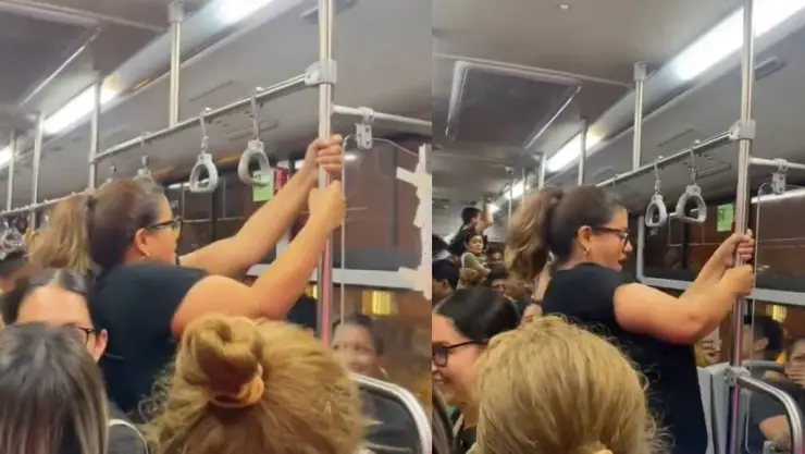 mujer baila tubo transporte monterrey.