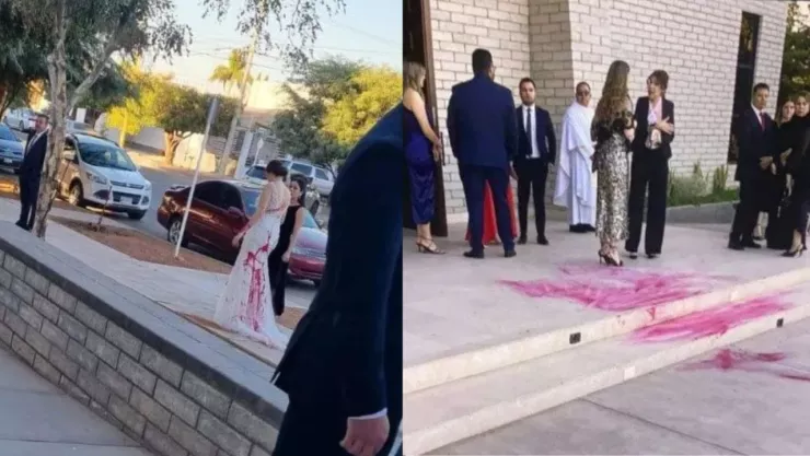 Mujer fue agredida por su suegra en el día de su boda; la manchó de pintura
