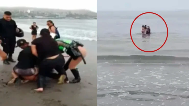 Mujer intenta ahogar a su hijo en el mar tras atacar con cuchillo a su pareja