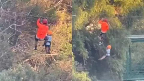 VIDEO: Niño cae 12 metros desde una tirolesa en Monterrey; se rompió en medio del camin