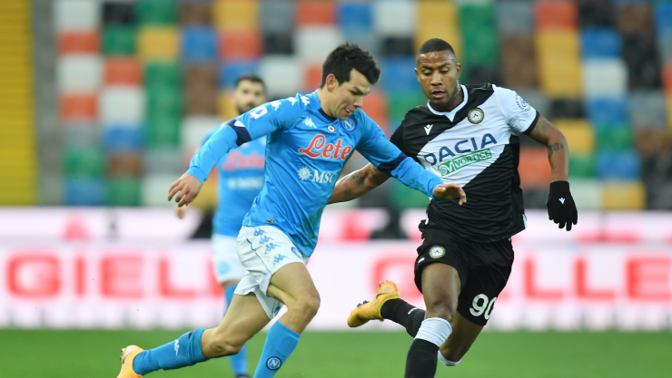 Hirving Lozano y Napoli derrotan al Udinese en Serie A