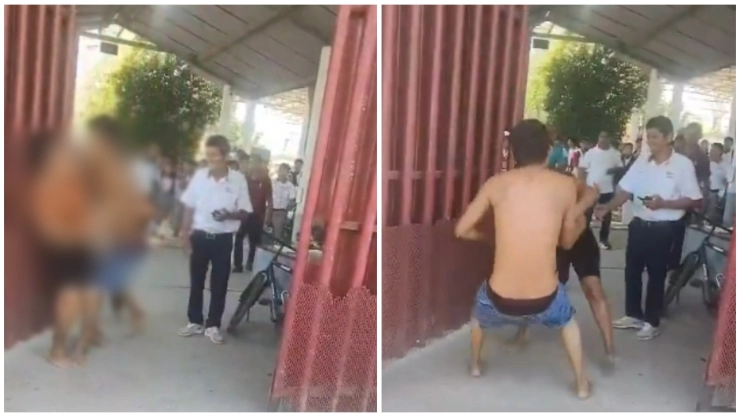 Captan video de mujer agredida por su pareja frente a preparatoria en Cunduacán, Tabasco