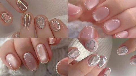 uñas en plateado estilo japones