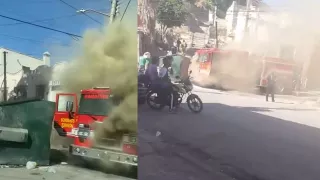 En Torreón, captan camión de bomberos incendiándose.jpg