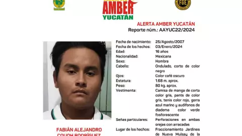 Alerta Amber_ Buscan a Fabián Couoh, joven desaparecido en Yucatán