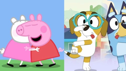 Peppa Pig y Bluey ayudar a amigos