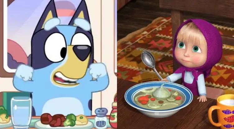 4 capítulos de Bluey y Masha y el Oso que enseñan a los niños a no comer chatarra