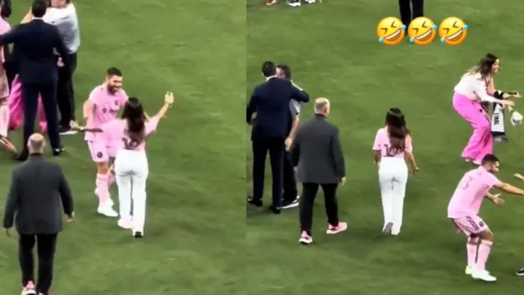 VIDEO Antonela Roccuzzo casi besa a Jordi Alba, lo confunde con Leo Messi
