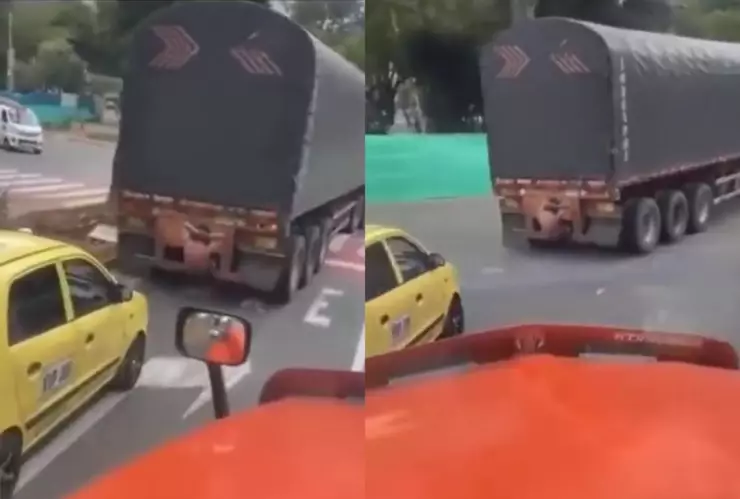 Hombre hace abdominales en camión en movimiento