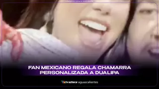 Fan mexicano regala chamarra personalizada a Dua Lipa en pleno escenario de Praga (VIDEO)