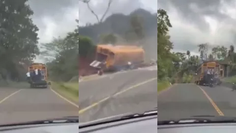 Autobús se queda sin frenos en Nicaragua: pasajeros se lanzan en plena carretera (VIDEO)