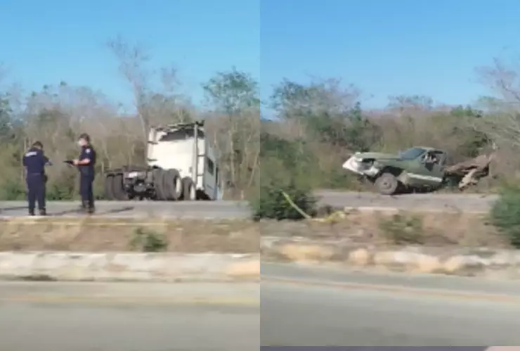 Camioneta queda partida a la mitad tras chocar contra tráiler en la Mérida - Chetumal; ¿hay fallecidos?