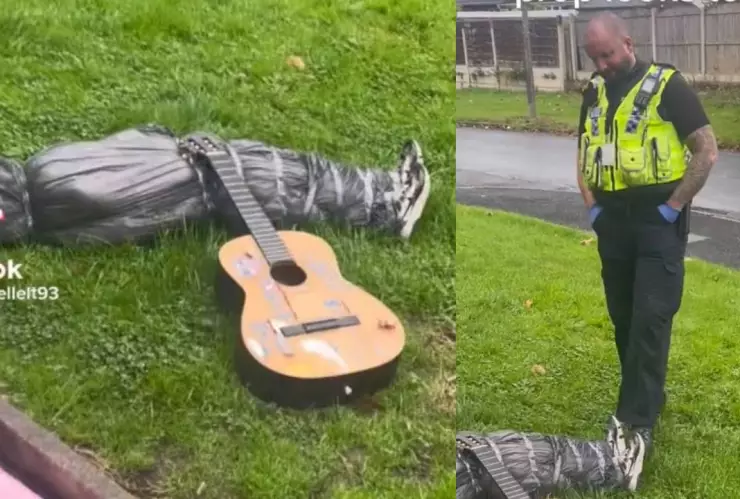 Adorno de Halloween realista inicia investigación policial.jpg