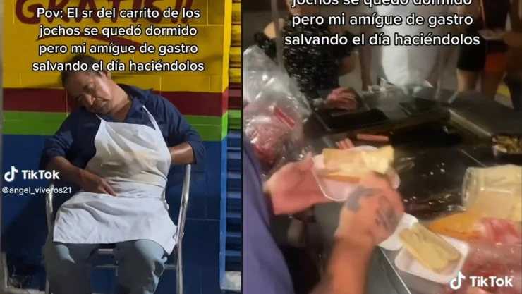 Señor de los jochos de queda dormido.