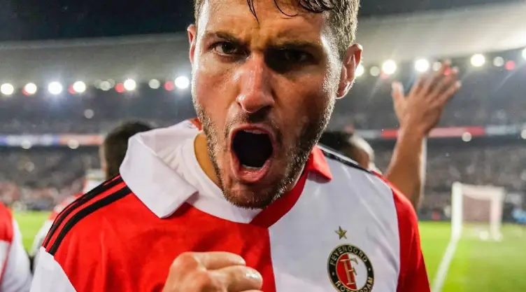 El bebote festejando gol con el Feyenoord