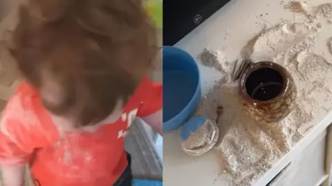 Bebé se come las cenizas de su abuelo