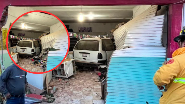 Choque deja un auto dentro de local comercial en Guanajuato