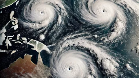 Tres ciclones tropicales se forman simultáneamente en el Pacífico Sur durante este febrero de 2025