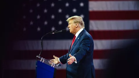 El presidente Donald Trump en un mitín.