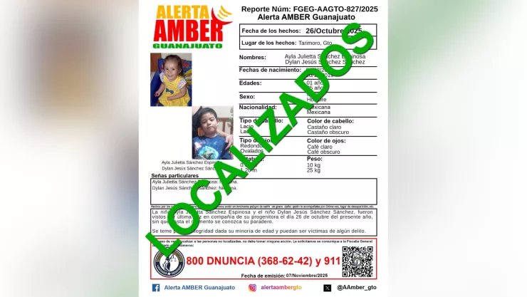 ¡Milagro! Localizan con vida a los hermanos Ayla Julietta y Jesús Sánchez, de 1 y 5 años, en Guanajuato, tras 11 días de búsqueda.jpg