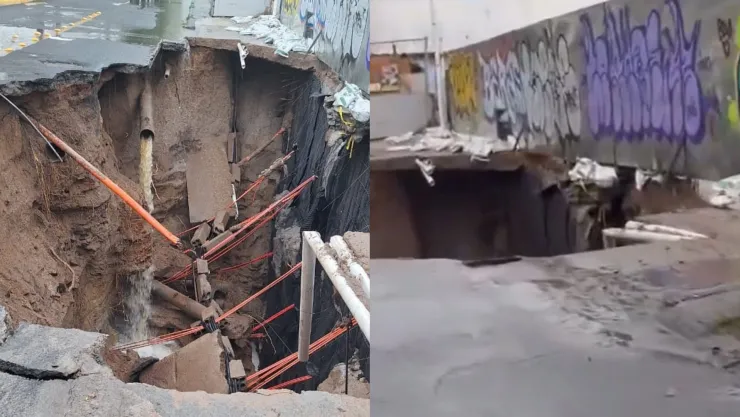 Se forma enorme socavón en la avenida López Mateos; cierran carriles laterales
