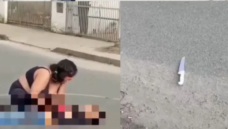 VIDEO: Captan a mujer llorando junto al cuerpo de novio tras apuñalarlo