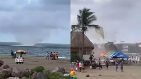 VIDEO Reportan tromba marina y tornado en Veracruz