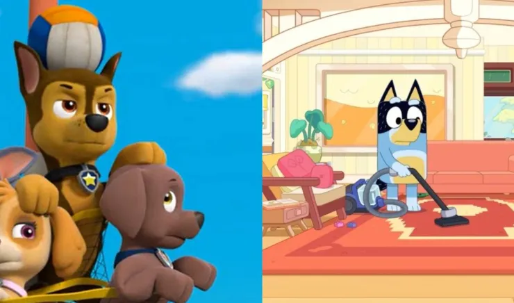 Bluey y Paw Patrol ordenar habitación