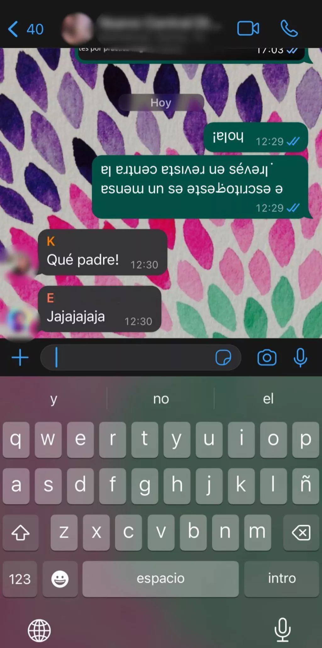 escribir al revés en whatsapp
