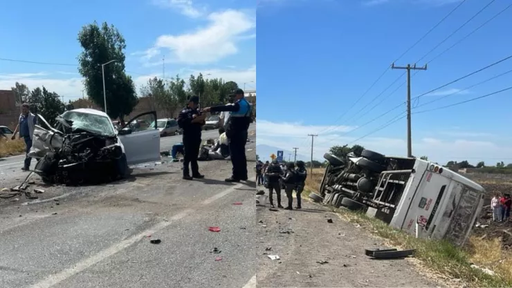 Accidente sobre carretera Juventino Rosas-Villagrán