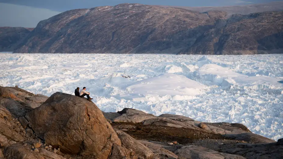 Vista del glaciar de Helheim en Groenlandia.