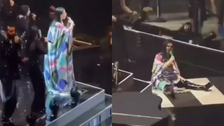 momento exacto de la caida de laura pausini en pleno concierto