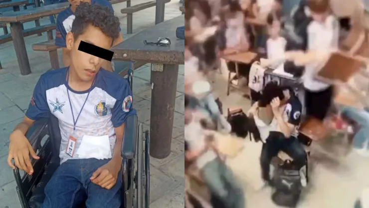 VIDEO | Estudiante de Preparatoria 2 es golpeado en la cabeza con una butaca y queda en silla de ruedas