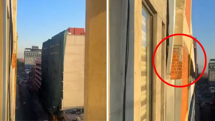 La grabación muestra la intensidad del sismo desde un piso elevado