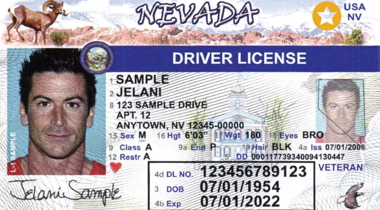 Una licencia Real ID de Nevada.