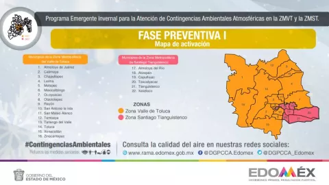Mantienen fase preventiva de Contingencia Ambiental en Edomex