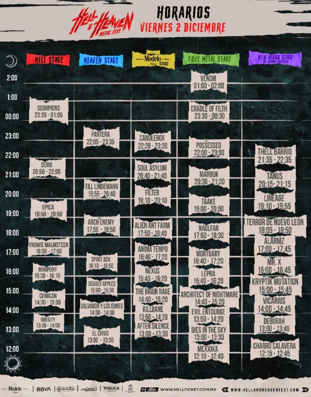 Horarios Heaven and Hell 2022