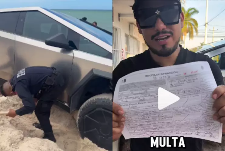 Conductor de Cybertruck muestra multa por INVADIR playa de San Benito y lo exhiben por este ERROR