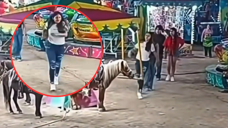 Joven golpea a pony