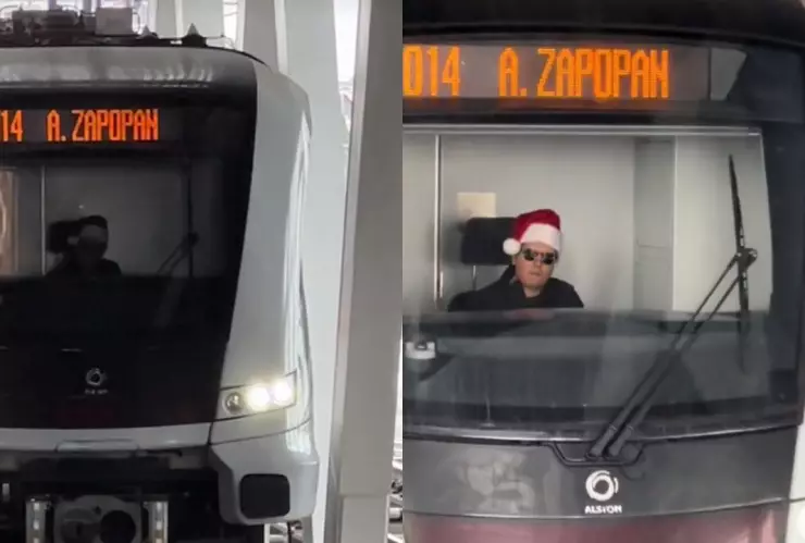 ¡DEVORÓ! Conductor de la Línea 3 sorprende con vestimenta navideña en Zapopan (VIDEO)
